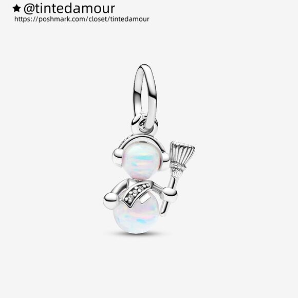 Pandora Opalescent Snowman Dangle Charm - Picture 1 of 5